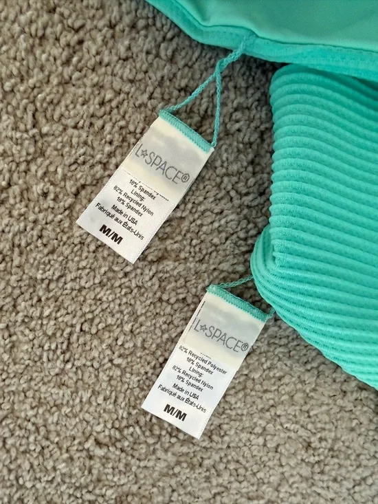 L* Space Jess Rib Bright Teal Swim Set Medium - Picture 2 of 4